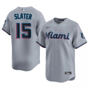 Gray Austin Slater #15 Miami Marlins Baseball Sewn Jersey | Gameday Men Fit 50981762