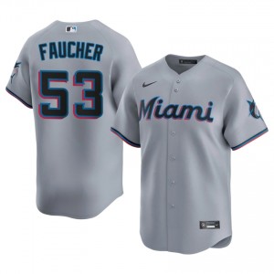 Calvin Faucher #53 MIA Marlins Baseball Jersey | Replica Men Gray Stitched Edition 88852702