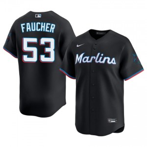 Calvin Faucher #53 Marlins Baseball Jersey | Gameday Men Black Sewn Edition 10655834