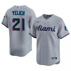 Gray Christian Yelich #21 Miami Marlins Baseball Stitched Jersey | Iconic Men Fit 27106312