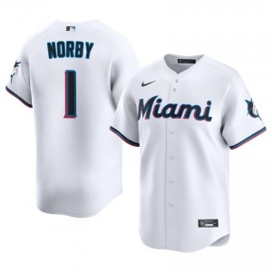 #1 Connor Norby Limited Men Baseball Jersey | Miami White Fan Gear 41522448