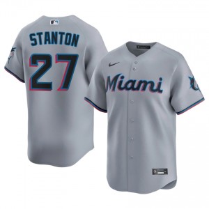 Giancarlo Stanton #27 Miami Baseball Jersey | Authentic Men Gray Sewn Edition 53672792