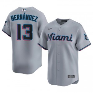 Gray Heriberto Hernandez #13 MIA Baseball Embroidery Jersey | Game Men Fit 28380659
