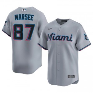 Jakob Marsee #87 MIA Marlins Baseball Jersey | MLB Men Gray Stitched Edition 90351709