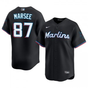 Jakob Marsee #87 Marlins Baseball Jersey | Premium Men Black Stitch Edition 78706678
