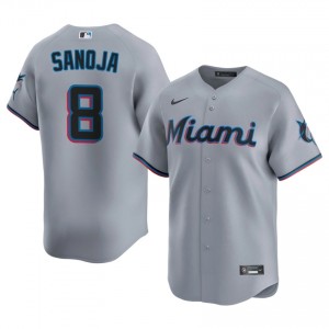 Gray Javier Sanoja #8 Miami Baseball Stitched Jersey | Replica Men Fit 17707551