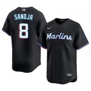 Black Javier Sanoja #8 MIA Marlins Baseball Sewn Jersey | Gameday Men Fit 58605960