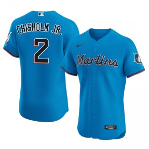 MIA Jazz Chisholm Jr. #2 Blue Men Baseball Jersey | 2026 Season Durable 84451941