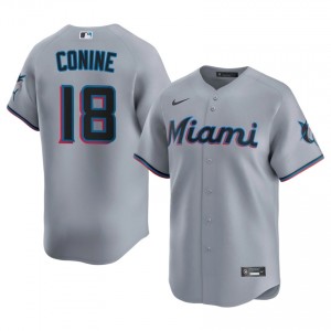 Gray Jeff Conine #18 Miami Baseball Sewn Jersey | Genuine Men Fit 49704039