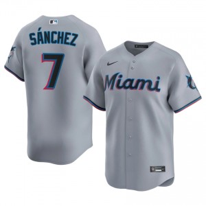 Jesus Sanchez #7 MIA Marlins Baseball Jersey | Officially Licensed Men Gray Embroidery Edition 12562763
