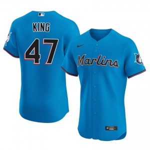 #47 John King Exclusive Men Baseball Jersey | Marlins Blue Fan Gear 71146620