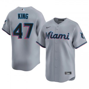 John King #47 Miami Baseball Jersey | Game Men Gray Embroidery Edition 85986972