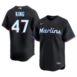John King #47 MIA Marlins Baseball Jersey | Pro-Grade Men Black Stitched Edition 11146891