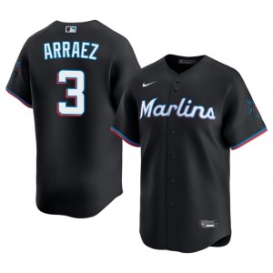Black Luis Arraez #3 Miami Marlins Baseball Stitched Jersey | MLB Men Fit 62084970