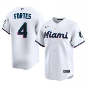 #4 Nick Fortes Officially Licensed Men Baseball Jersey | Miami Marlins White Fan Gear 91649599