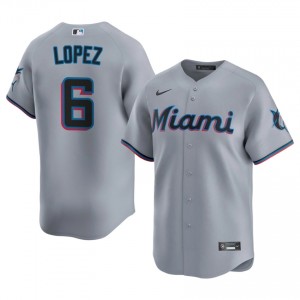 Otto Lopez #6 MIA Baseball Jersey | Iconic Men Gray Stitched Edition 10268010