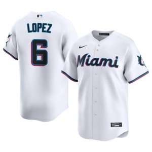 Miami Marlins Otto Lopez #6 White Men Baseball Jersey | 2026 Season Authentic 72670716