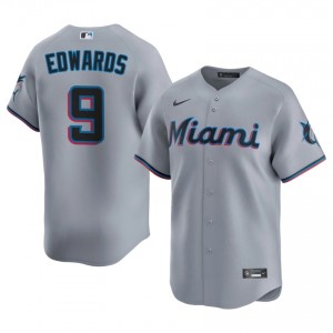Xavier Edwards #9 Miami Baseball Jersey | Game-Day Men Gray Stitched Edition 55473163