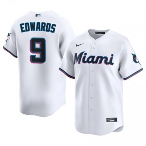 MIA Xavier Edwards #9 White Men Baseball Jersey | 2026 Season Officially Licensed 62842609