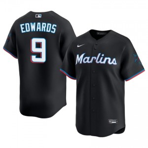 Xavier Edwards #9 MIA Marlins Baseball Jersey | Limited Men Black Embroidery Edition 32602030