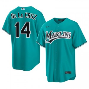 Teal Bryan De La Cruz #14 Marlins Baseball Stitched Jersey | Durable Men Fit 41703519