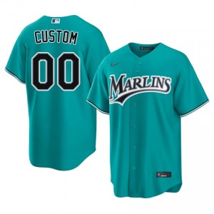 Teal Custom #00 Miami Marlins Baseball Stitch Jersey | Premium Men Fit 79740649