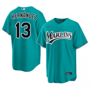 Heriberto Hernandez #13 Marlins Baseball Jersey | Gameday Men Teal Sewn Edition 84578466