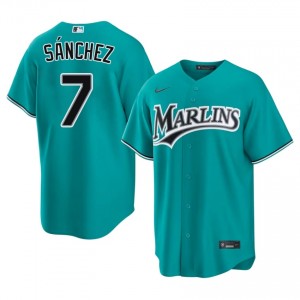 Teal Jesus Sanchez #7 MIA Baseball Sewn Jersey | Authentic Men Fit 97103997