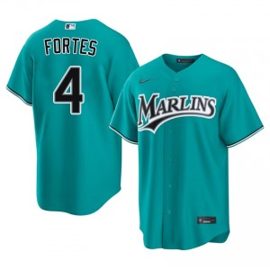 Nick Fortes #4 Marlins Baseball Jersey | Iconic Men Teal Stitched Edition 54224088