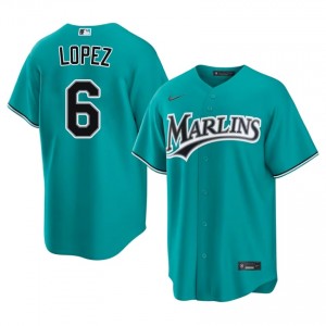 Teal Otto Lopez #6 Marlins Baseball Embroidery Jersey | Limited Men Fit 34658717