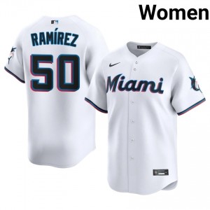 #50 Agustin Ramirez Replica Women Baseball Jersey | MIA White Fan Gear 92564302