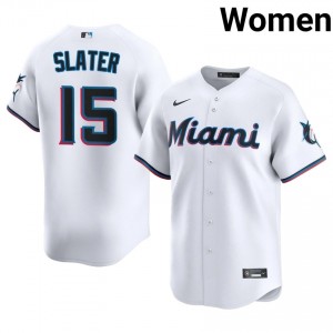MIA Marlins Austin Slater #15 White Women Baseball Jersey | 2026 Season Professional 78332641