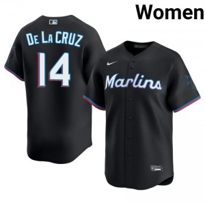 Black Bryan De La Cruz #14 MIA Baseball Stitched Jersey | Replica Women Fit 62345432