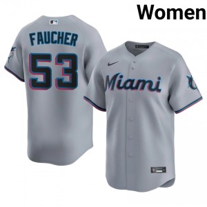 Gray Calvin Faucher #53 Miami Baseball Stitched Jersey | Pro-Grade Women Fit 51155940