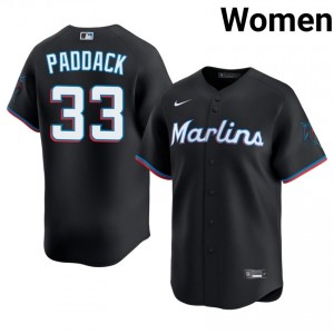 Chris Paddack #33 MIA Marlins Baseball Jersey | Authentic Women Black Sewn Edition 28072878