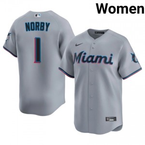 Connor Norby #1 Miami Baseball Jersey | Gameday Women Gray Sewn Edition 61151016