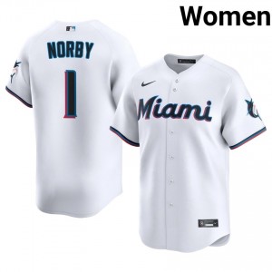 MIA Connor Norby #1 White Women Baseball Jersey | 2026 Season Exclusive 94328197