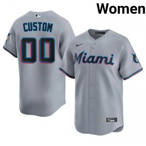 Gray Custom #00 MIA Baseball Embroidery Jersey | Professional Women Fit 37803567