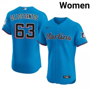 #63 Deyvison De Los Santos MLB Women Baseball Jersey | MIA Blue Fan Gear 27875894