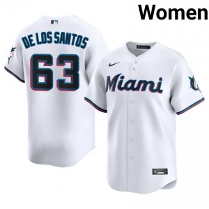 MIA Marlins Deyvison De Los Santos #63 White Women Baseball Jersey | 2026 Season Official 65754516