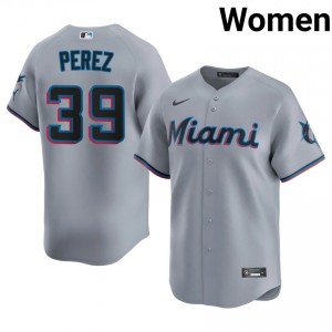 Gray Eury Perez #39 Marlins Baseball Stitched Jersey | Game-Day Women Fit 82196777