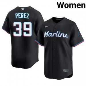 Black Eury Perez #39 Miami Marlins Baseball Embroidery Jersey | Limited Women Fit 77173969