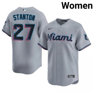 Gray Giancarlo Stanton #27 MIA Baseball Sewn Jersey | Gameday Women Fit 40700461