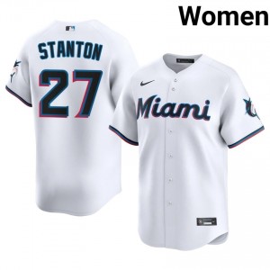 #27 Giancarlo Stanton Exclusive Women Baseball Jersey | Miami Marlins White Fan Gear 26049015