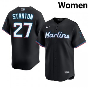 Black Giancarlo Stanton #27 Miami Baseball Embroidery Jersey | Classic Women Fit 17515863
