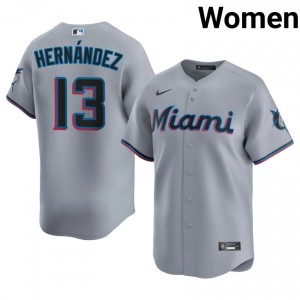 Heriberto Hernandez #13 Miami Marlins Baseball Jersey | Classic Women Gray Embroidery Edition 42084486