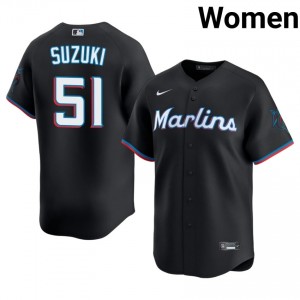 Black Ichiro Suzuki #51 Miami Marlins Baseball Embroidery Jersey | Game Women Fit 41707997