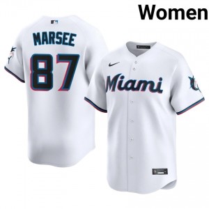 #87 Jakob Marsee Genuine Women Baseball Jersey | MIA White Fan Gear 57817990