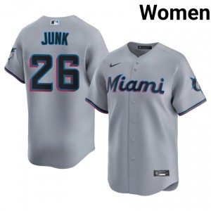 Janson Junk #26 Marlins Baseball Jersey | Premium Women Gray Stitch Edition 67515051