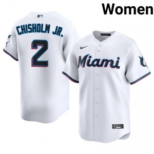 Miami Jazz Chisholm Jr. #2 White Women Baseball Jersey | 2026 Season Officially Licensed 31388613